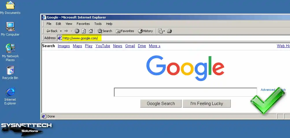 Visiting Google Website with Internet Explorer