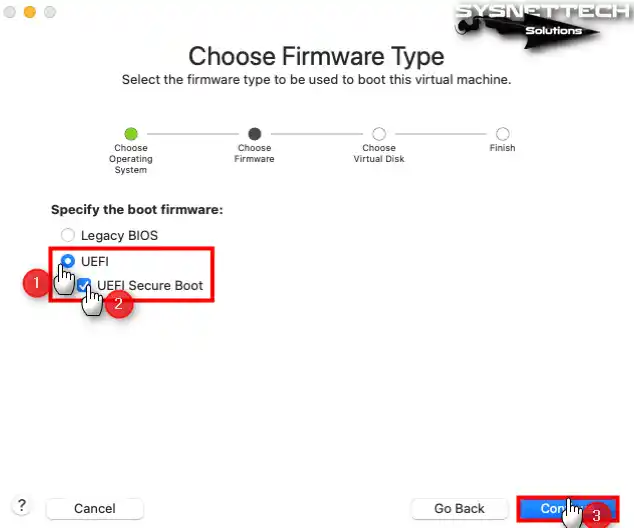 UEFI Donanım Yazılımını Seçme