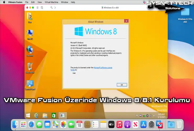 Mac/macOS'ta VMware Fusion Üzerinde Windows 8/8.1 Kurulumu