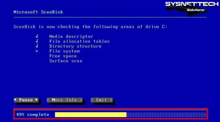 ScanDisk C Sürücüsünü Denetliyor