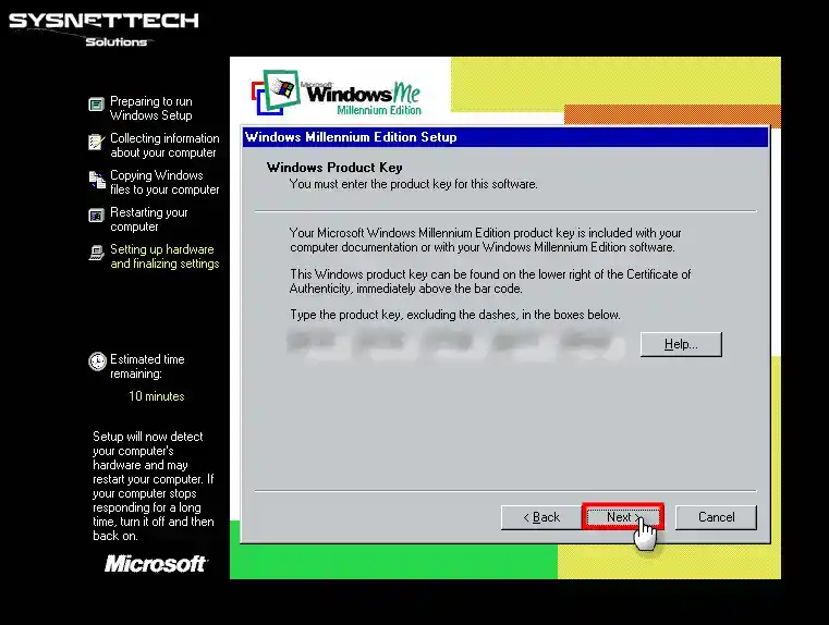 Windows Me Ürün Anahtarını Girme