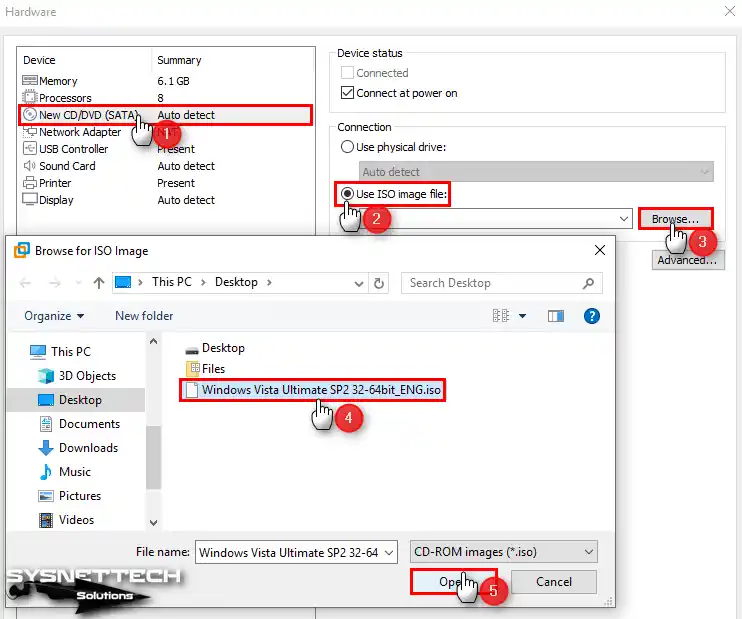Adding Windows Vista Ultimate SP2 ISO File to a Virtual Machine