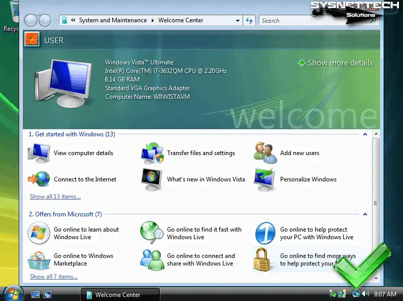 Windows Vista Masaüstü Ekranı