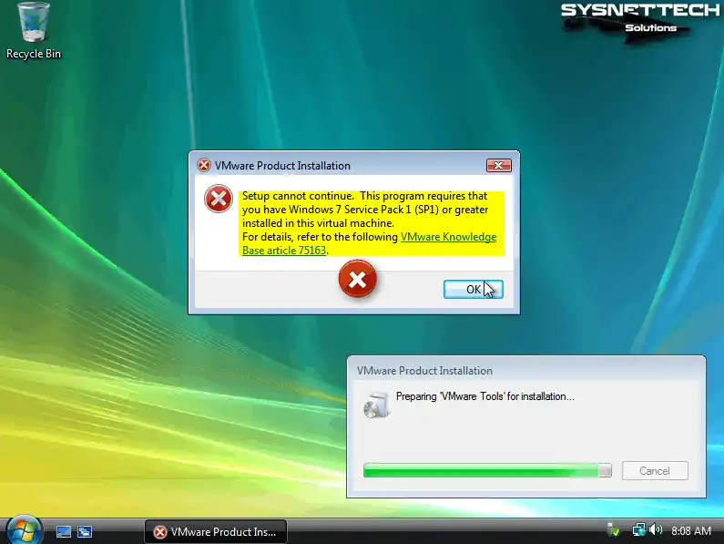VMware Tools Installation Error
