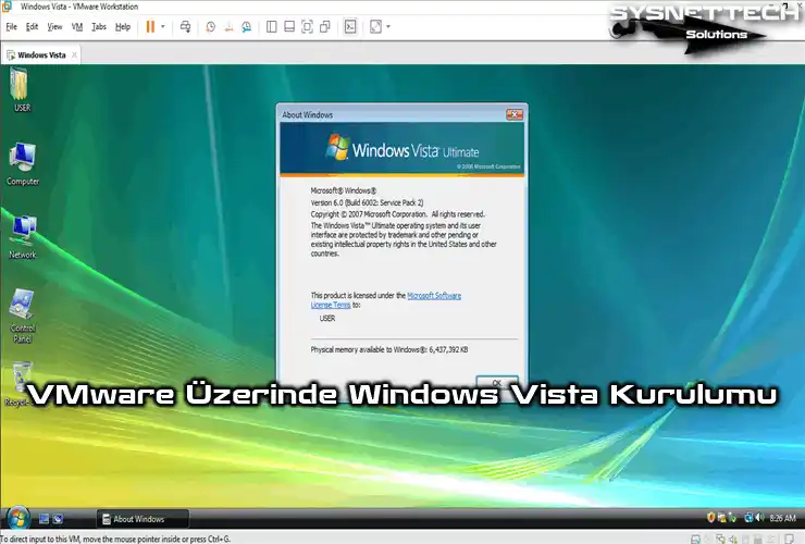 VMware Workstation Üzerinde Windows Vista Kurulumu