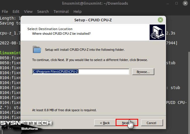 Configuring the Installation Location for CPU-Z