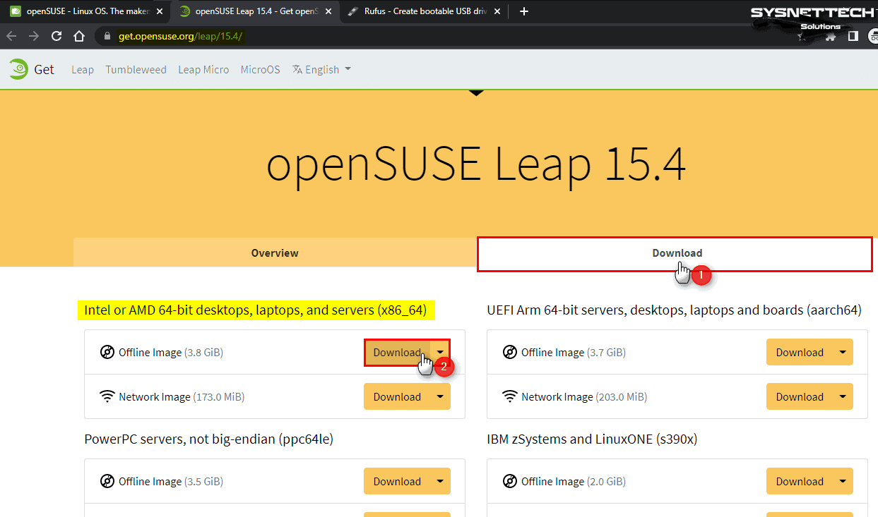 Downloading the openSUSE Leap 15.4 ISO File