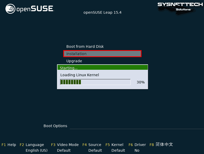 openSUSE Boot Menüsünden Kurulumunu Başlatma