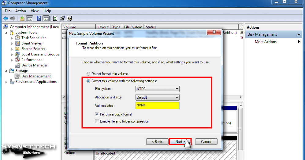 Formatting the New Partition