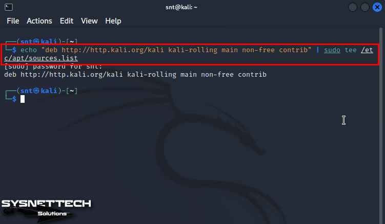 Adding Repository Address to Kali Linux System