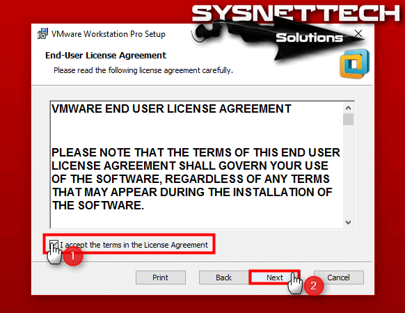 I accept the terms of the license agreement