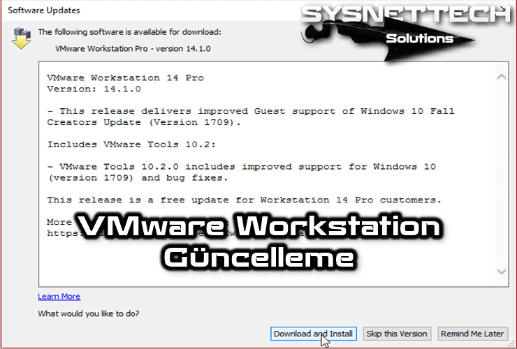 VMware Workstation Güncelleme