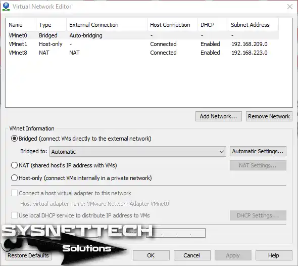 VMware Network Editor