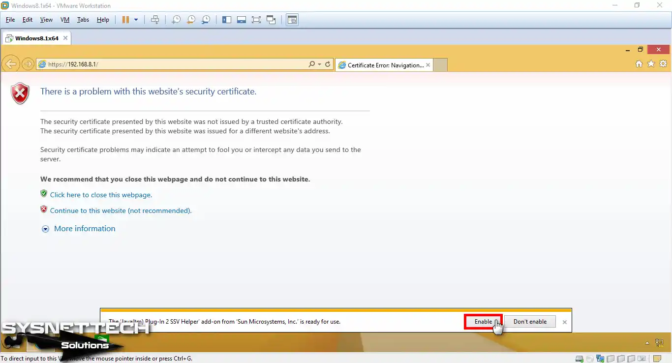 Internet Explorer Certificate Error