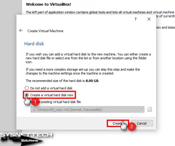 Şimdi Yeni Bir Sanal Hard Disk Oluştur