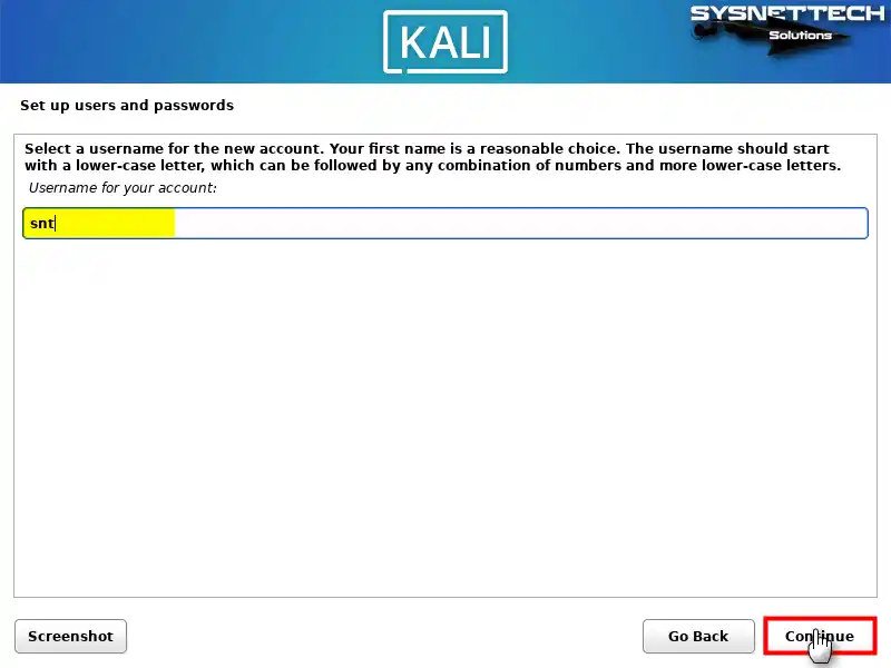 Kali Linux İçin Kullanıcı Adı Belirleme