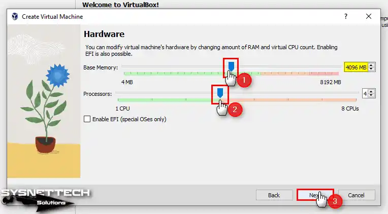 Configuring Base Memory Size and Increasing the Number of Virtual Processors