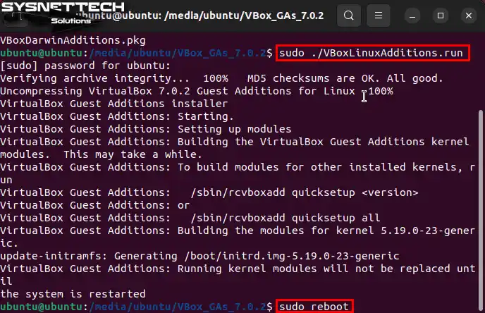 Restarting Ubuntu Virtual Machine