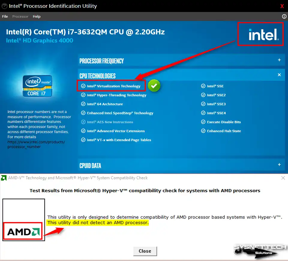 Checking the Intel and AMD Processor Virtualization Feature