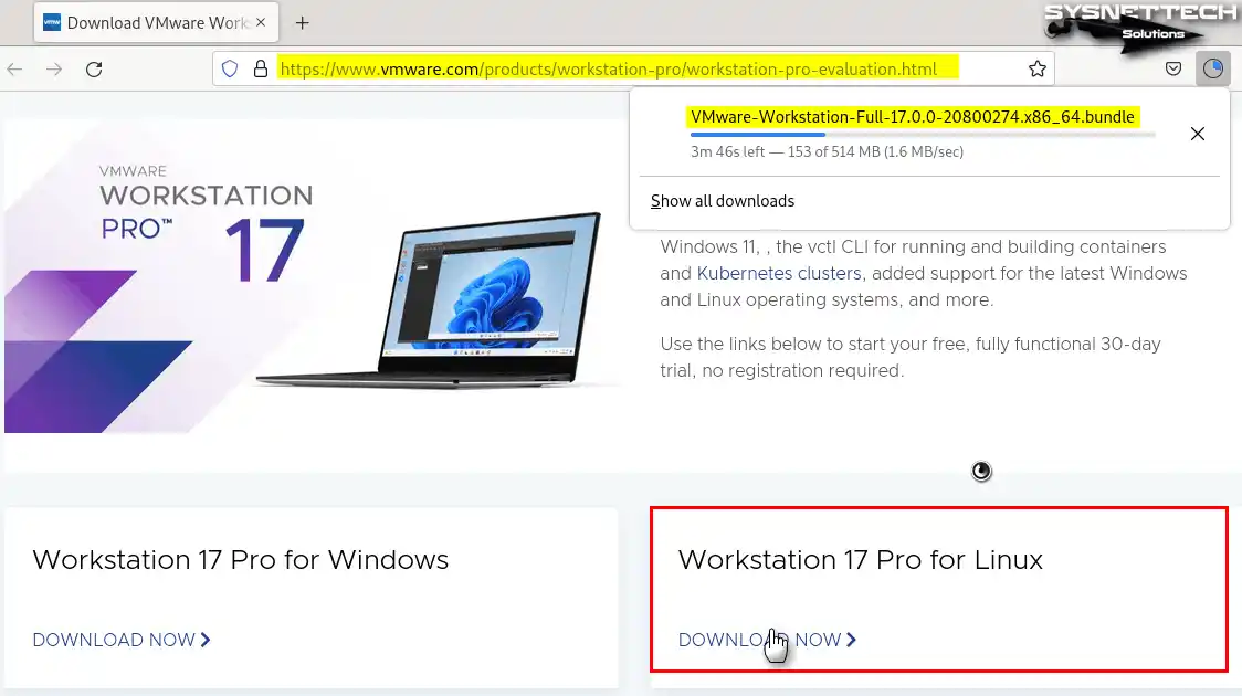 Linux İçin VMware Pro İndirme