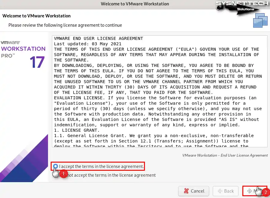 VMware Lisans Anlaşmasını Kabul Etme