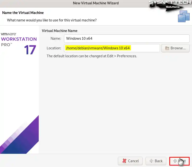 Sanal Makine Konumunu Yapılandırma