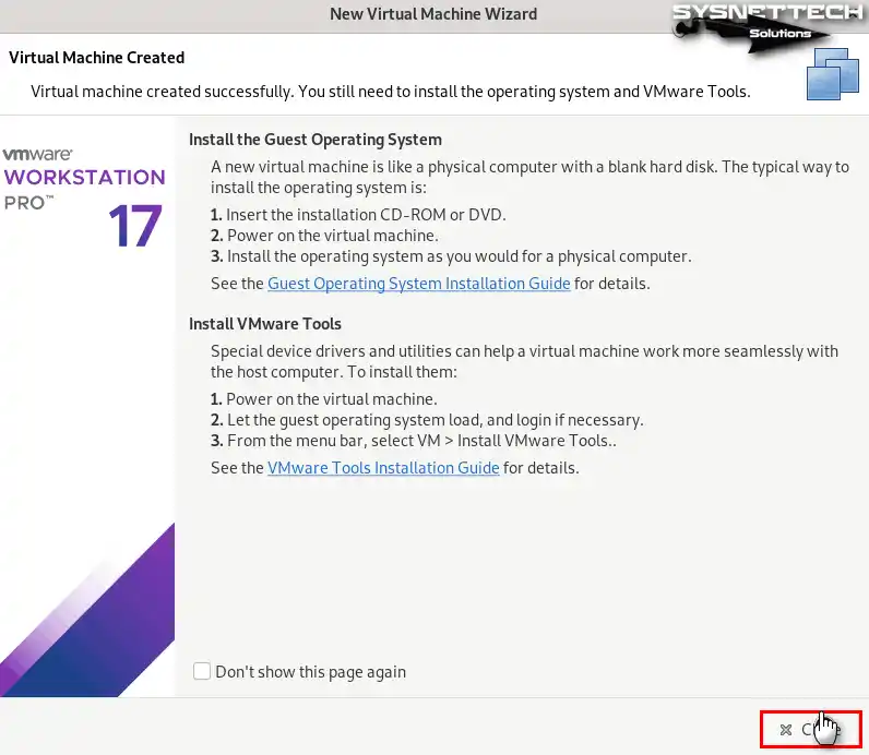 VMware Tools Bildiri Penceresi