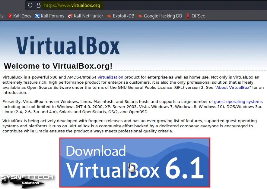 Kali İçin VirtualBox İndirme