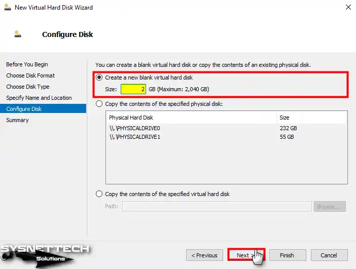 Configuring Virtual HDD Size