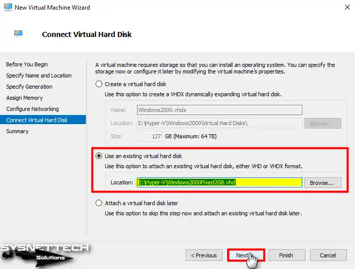 Use an Existing Virtual Hard Disk