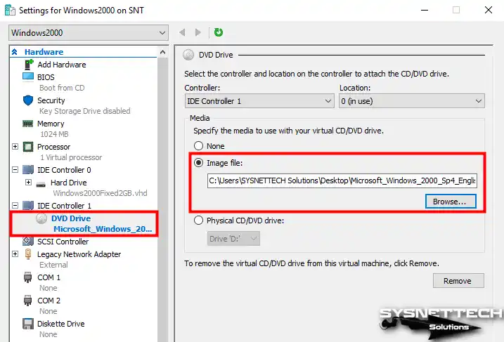 Sanal Makineye Windows 2000 ISO Dosyası Ekleme