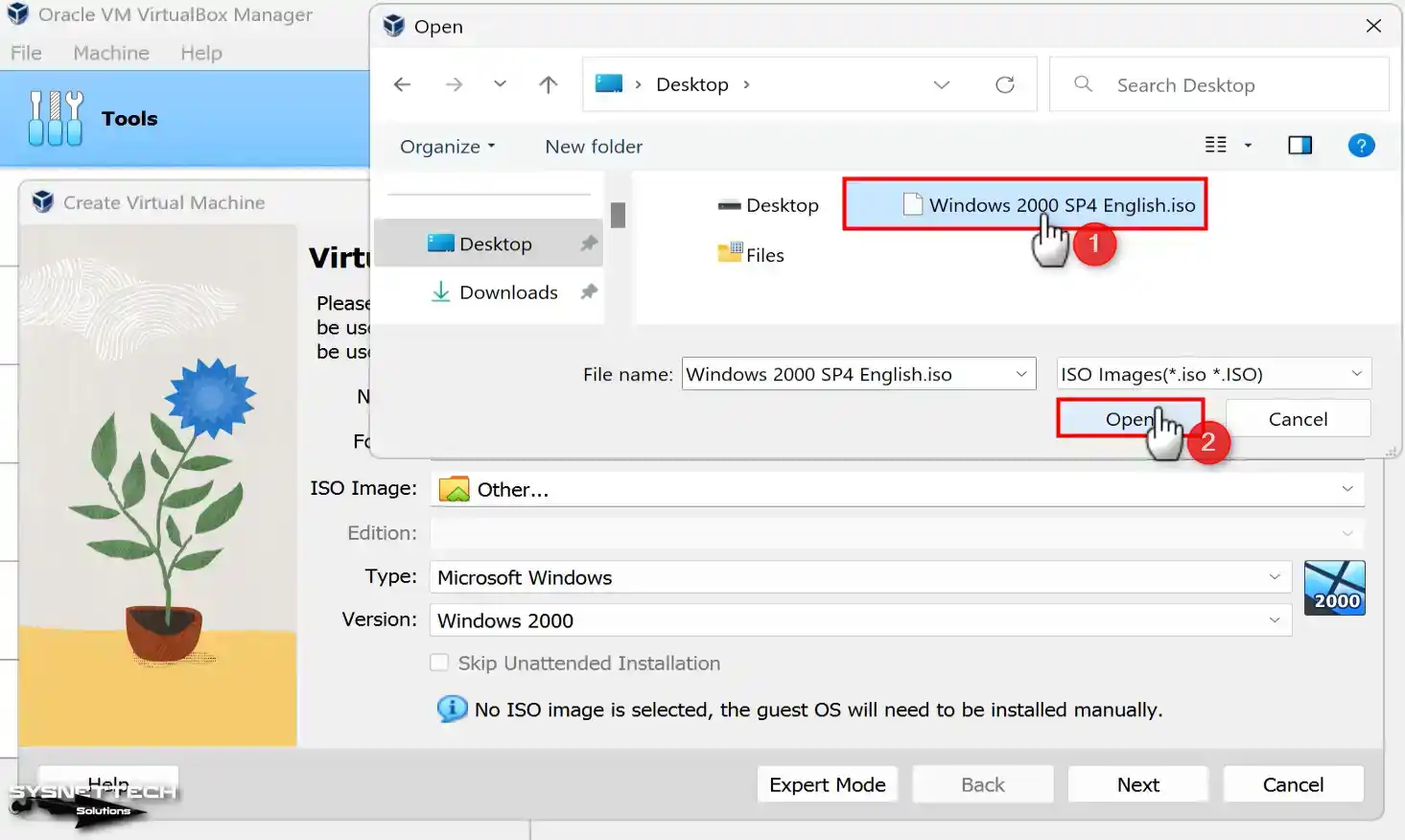 Adding a Windows 2000 ISO File to a Virtual Machine