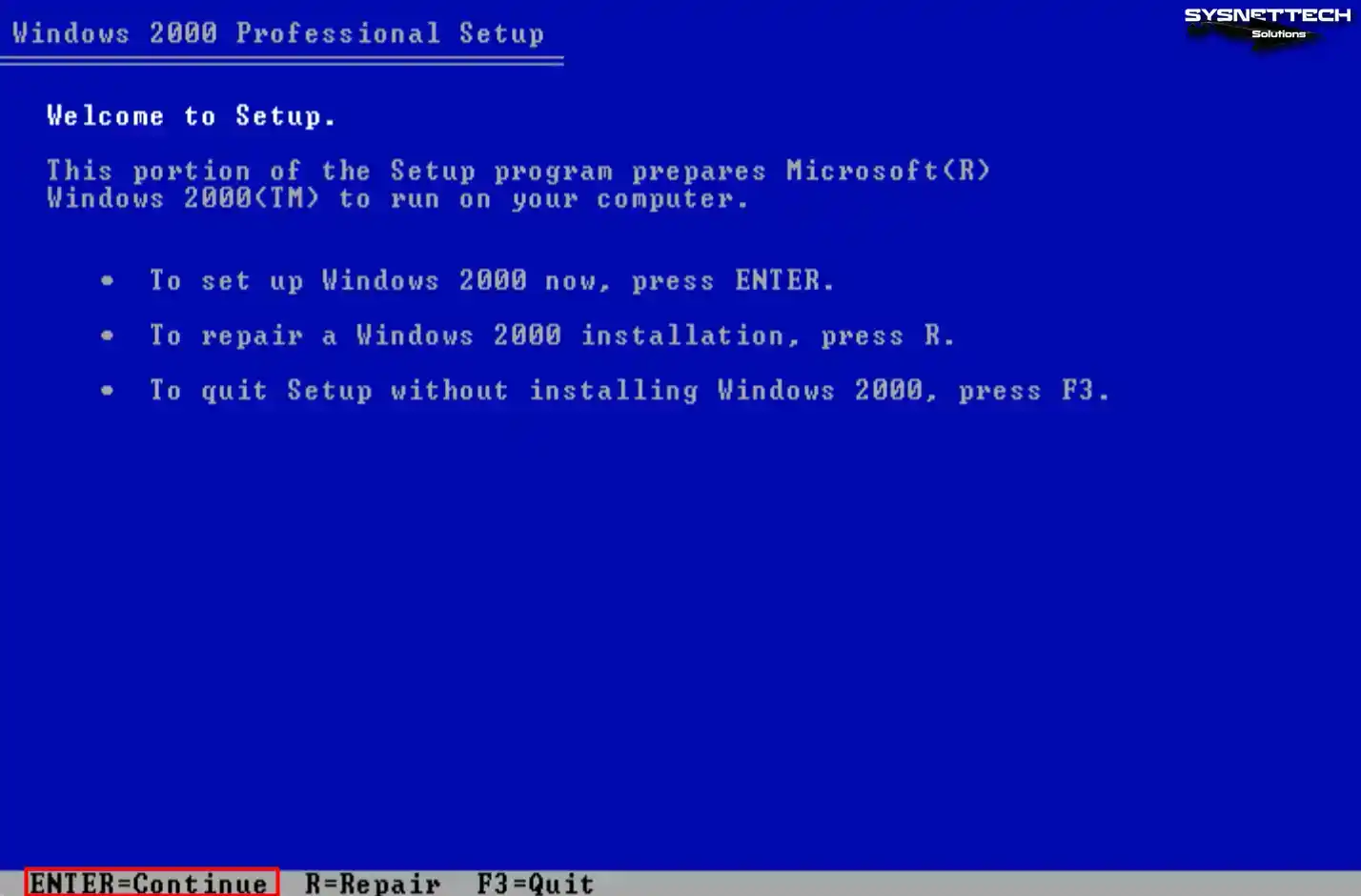 Windows 2000 Professional Setup