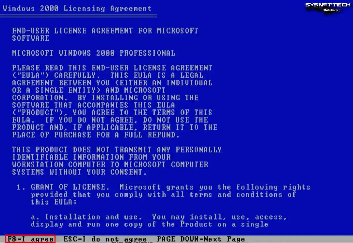 Windows 2000 License Agreement