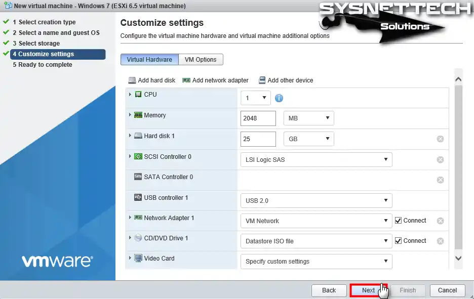 Virtual Machine Customize Settings