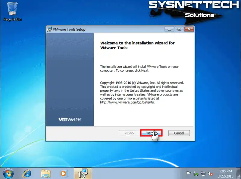 VM Tools Wizard Window