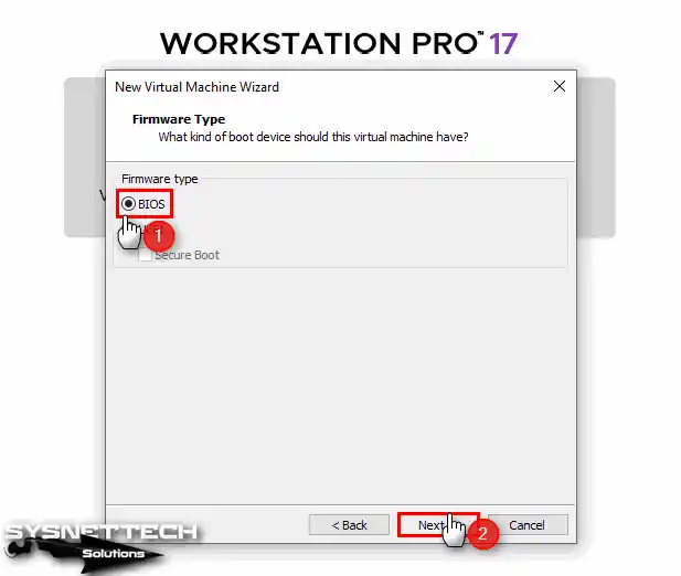 Choosing BIOS Firmware Type