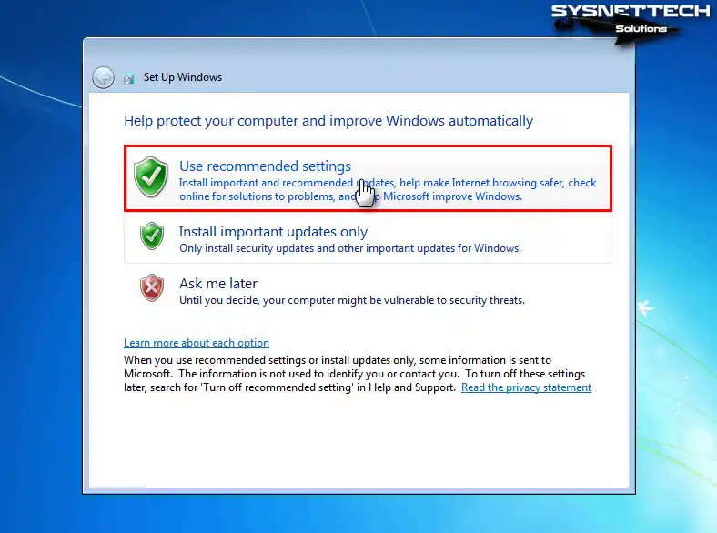 Choosing a Windows Firewall Setting