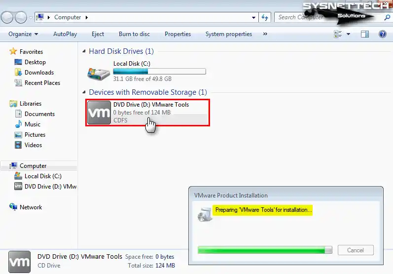 VMware Tools is Preparing for Installation