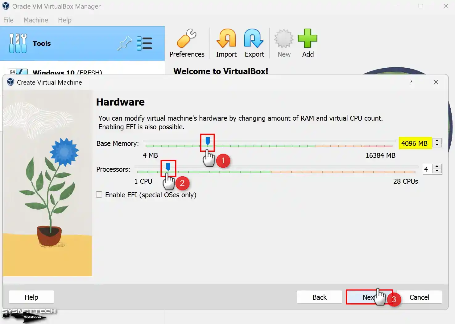 Configuring Number of Virtual Processors and Memory Size