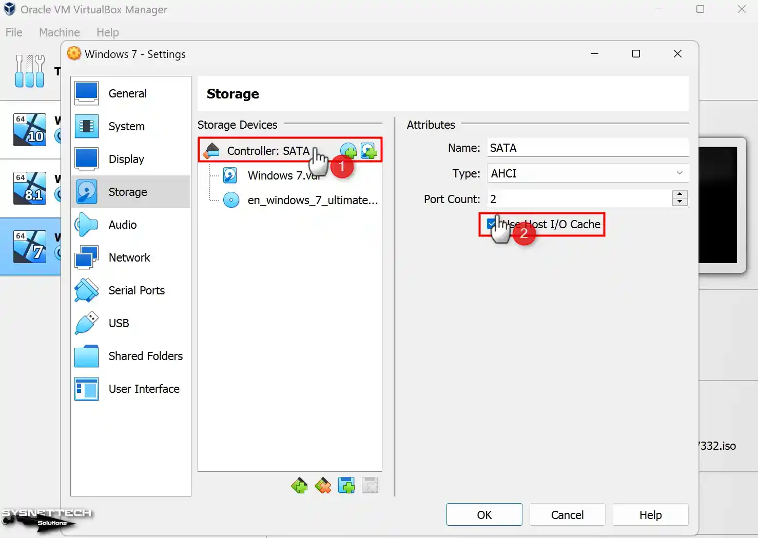 Enabling Host I/O Cache on SATA Controller