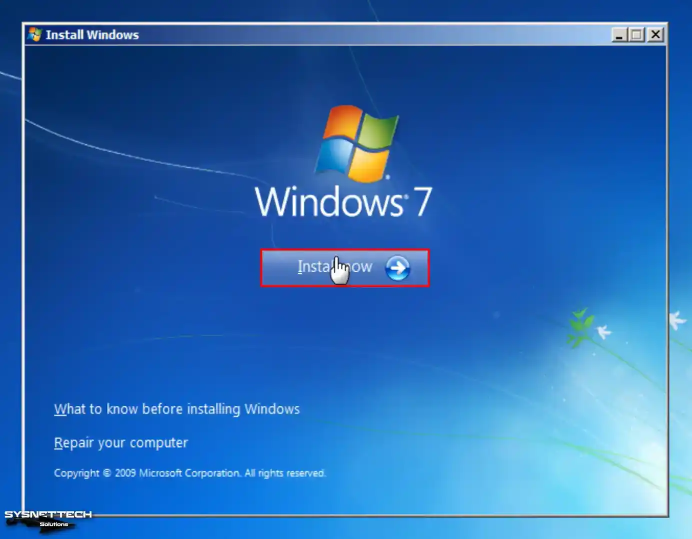 Starting Windows 7 Setup