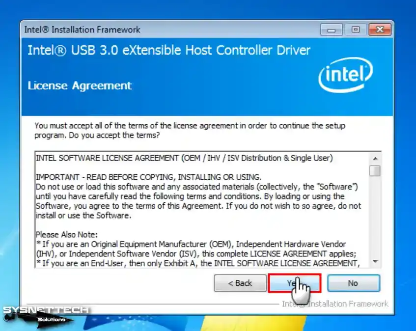 Accepting the USB Drive's License Agreement