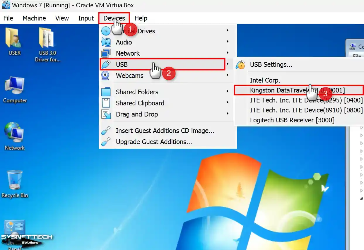 Connecting USB Flash Memory to Virtual PC