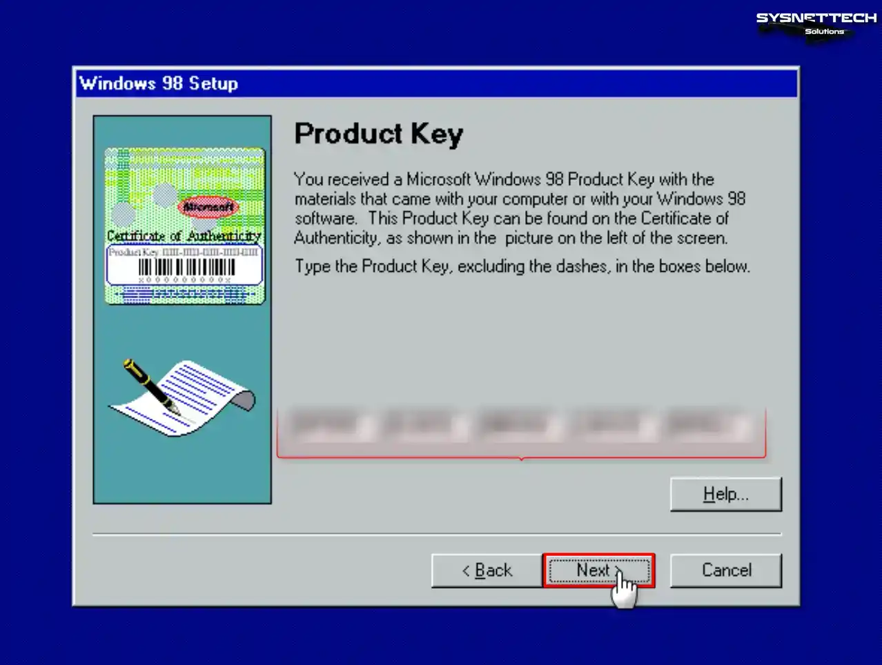 Windows 98 First Edition (FE) Ürün Anahtarı