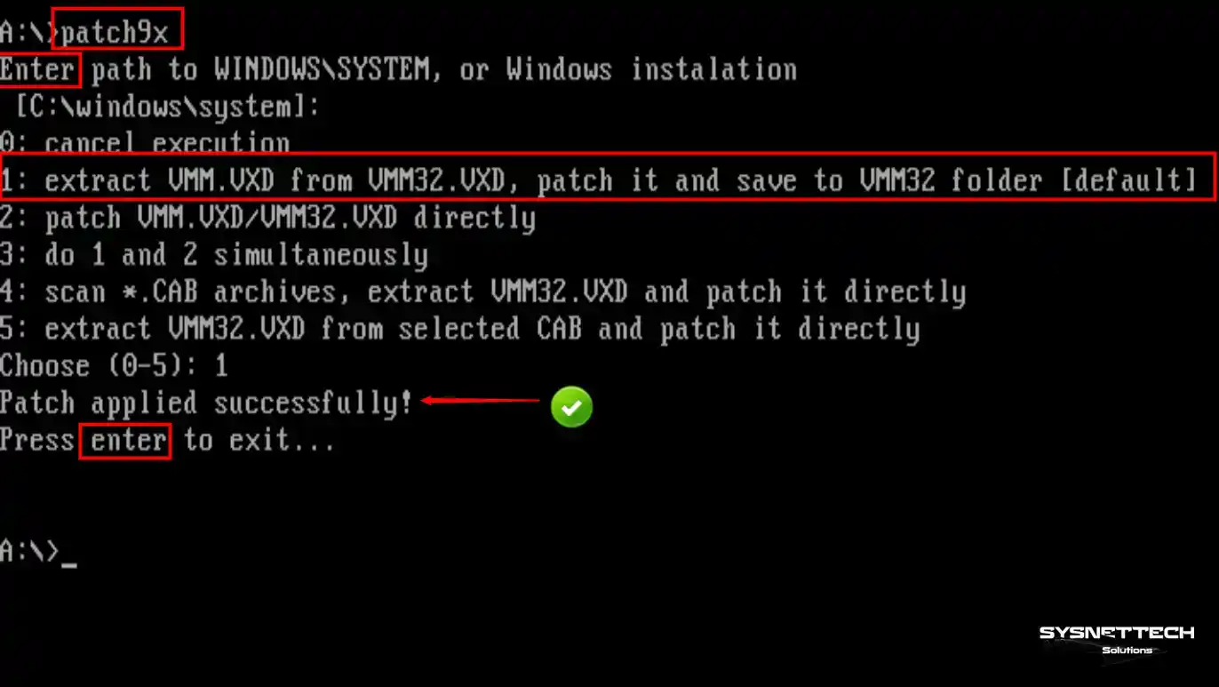 Windows 98 İçin Patch9x Çalıştırma