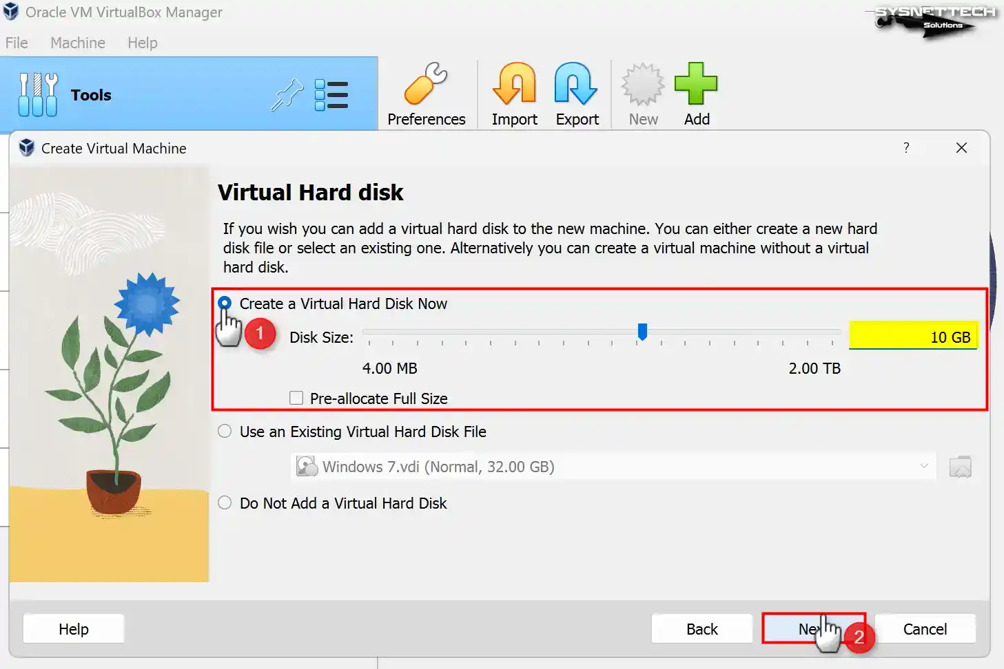 Create a New Virtual Hard Disk