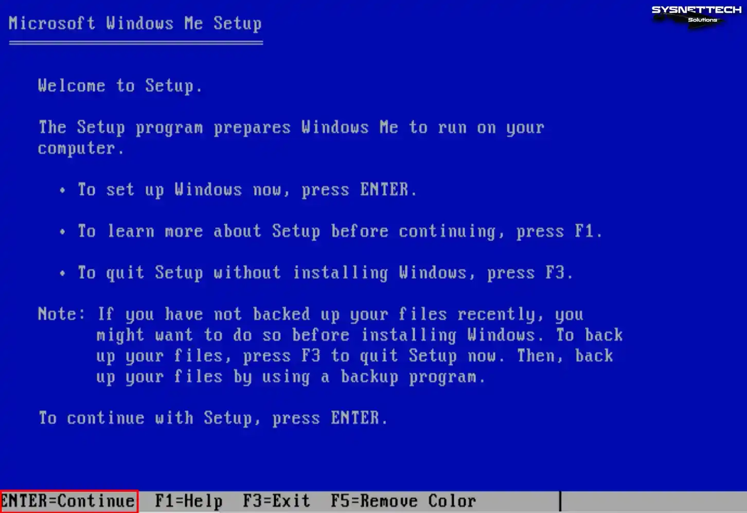 Microsoft Windows Me Setup
