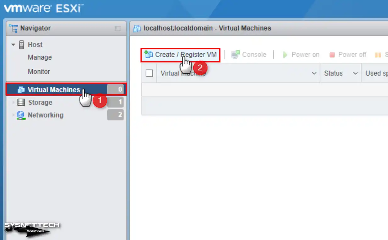 Starting the Virtual Machine Wizard on ESXi