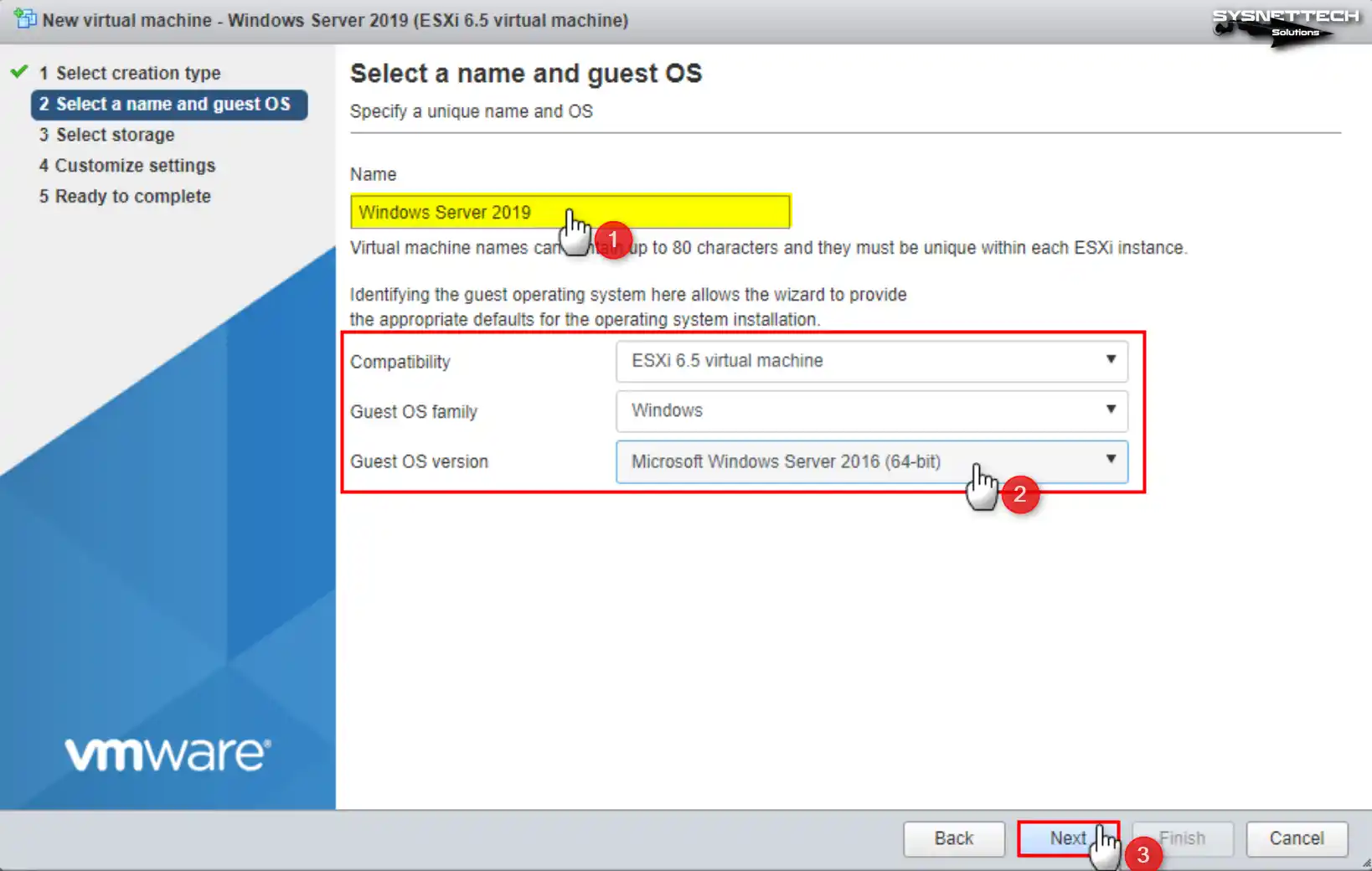 Guest OS, Family Type, and Version Selection